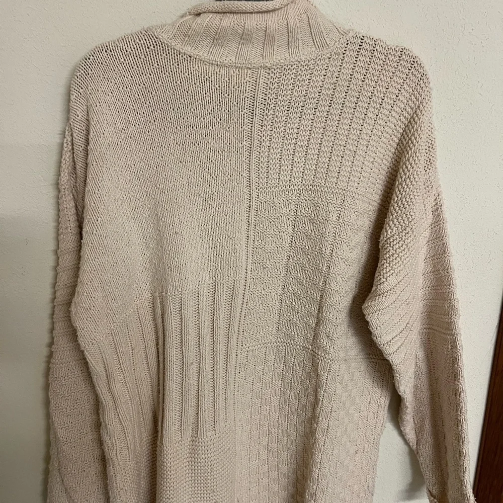 Arizona Jean Company Cream Patchwork Knit Turtleneck Sweater - Picture 5 of 6